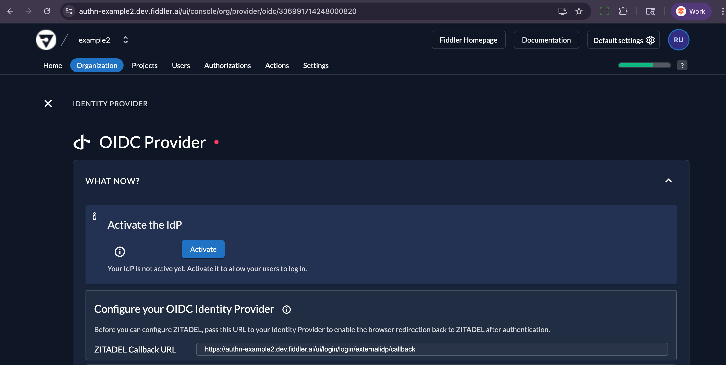 Fiddler AuthN console activate new Okta OIDC IdP