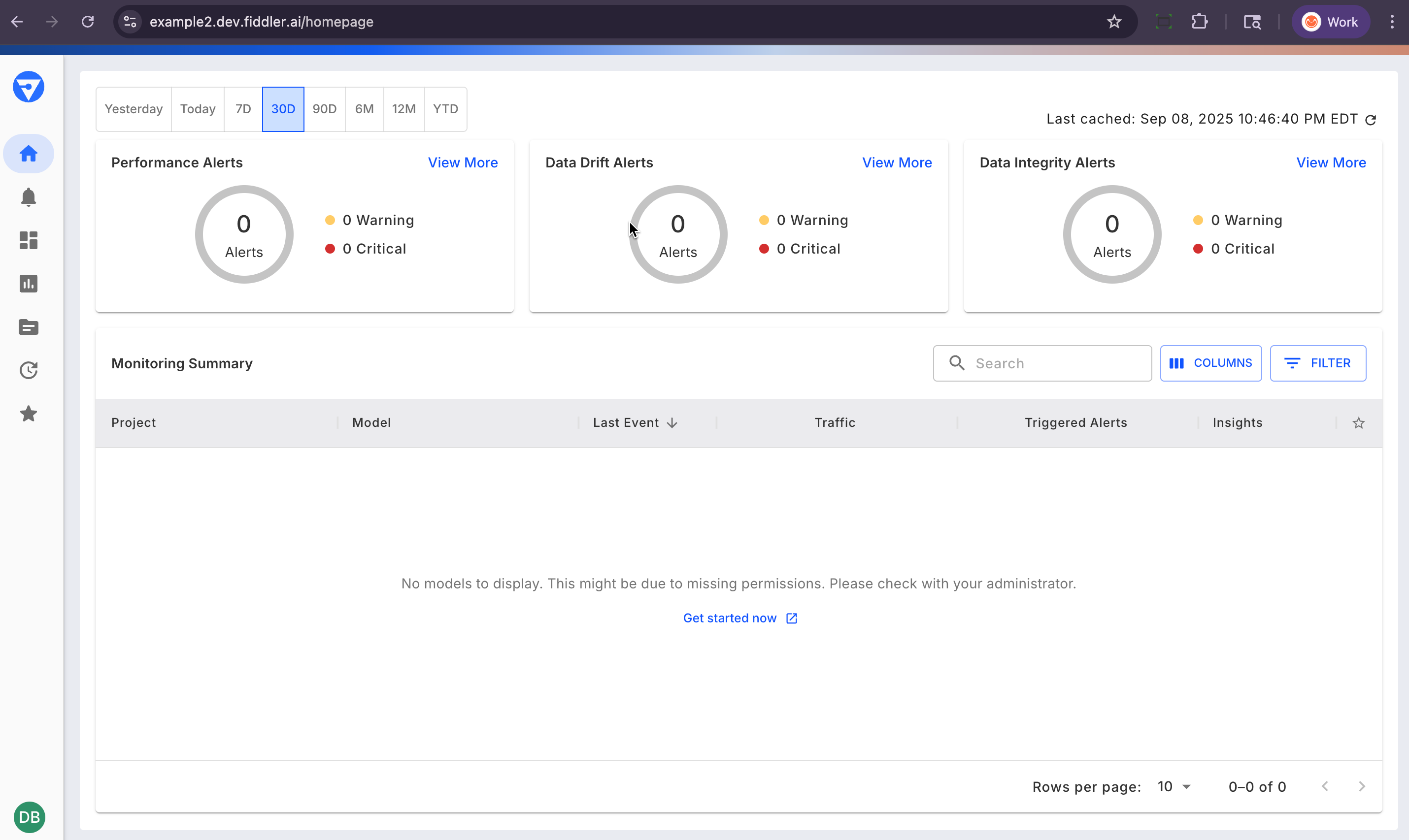 Fiddler application landing page