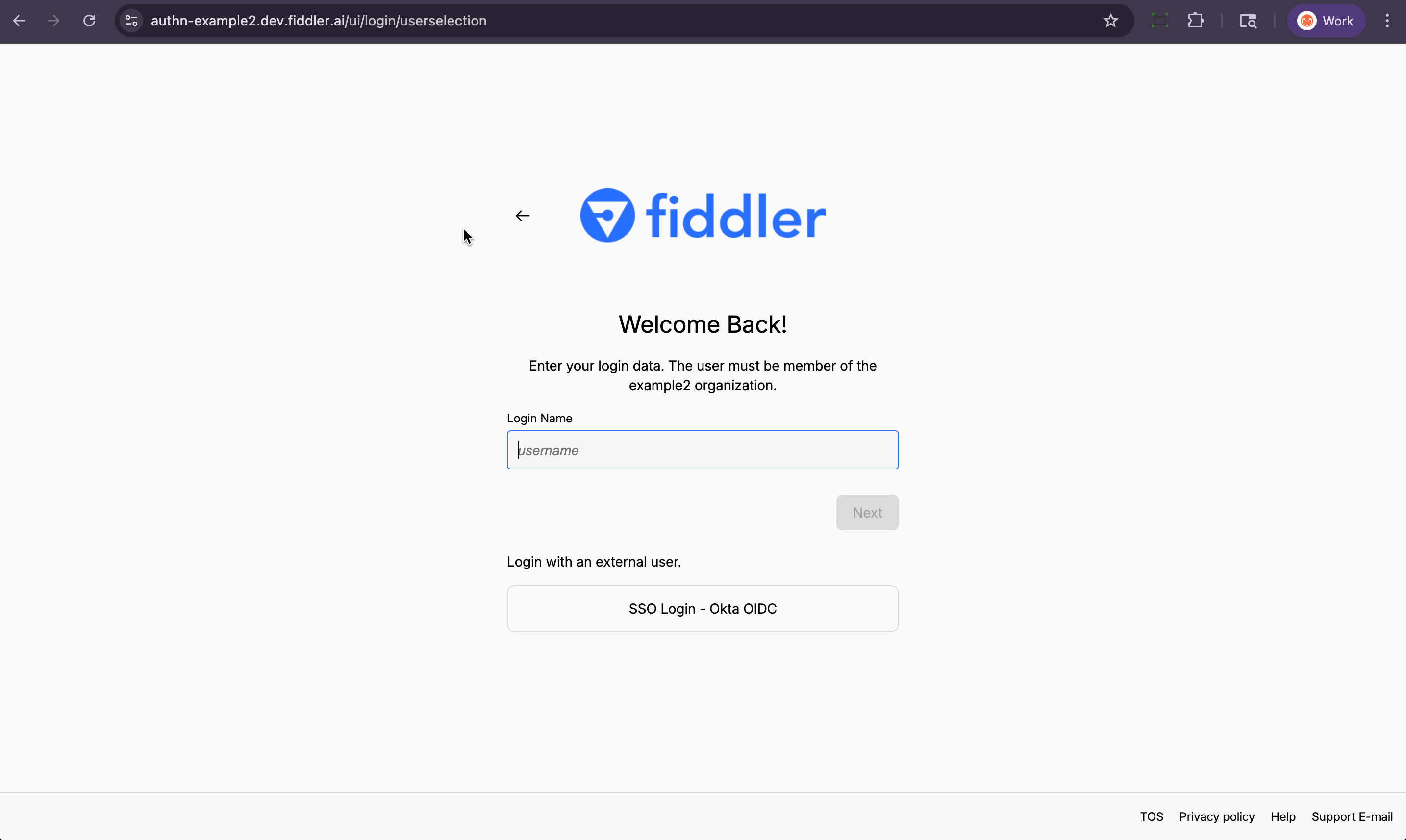 Fiddler application homepage displaying the new SSO login method in addition to the email sign-in form