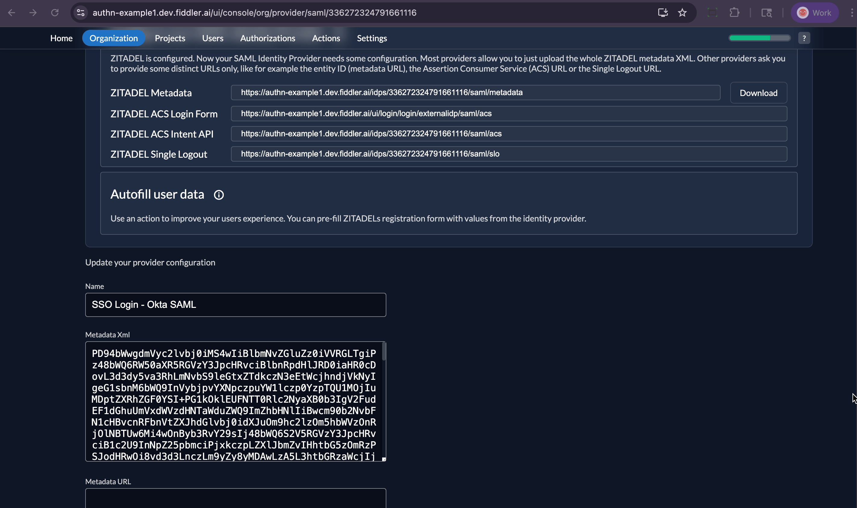 Fiddler AuthN console active new SAML IdP
