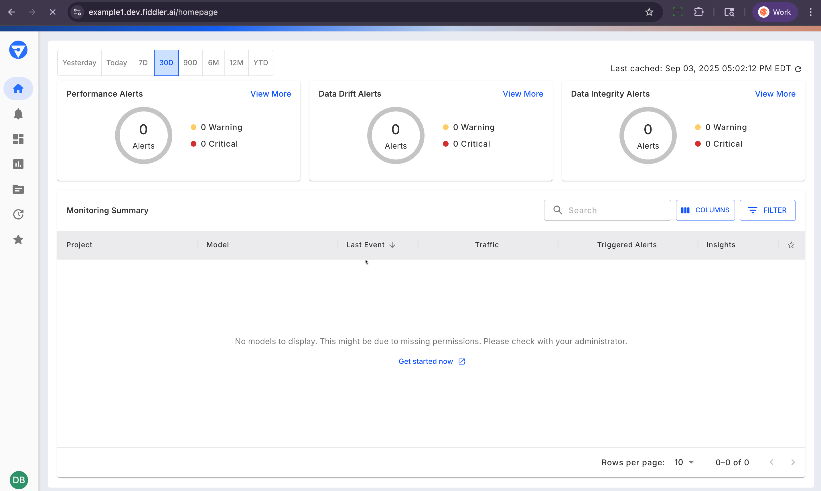 Fiddler application landing page